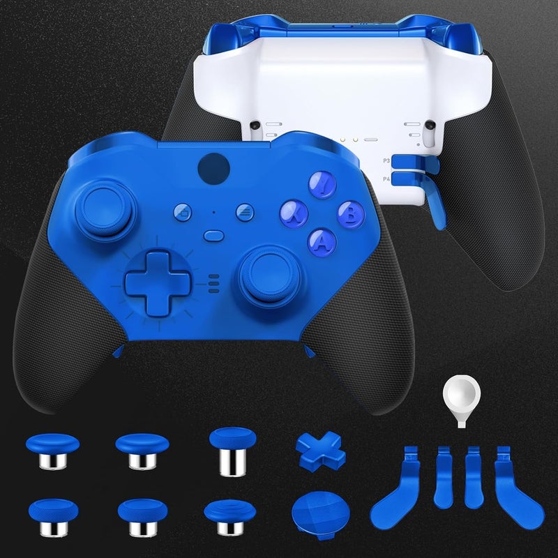 VANPARK Complete Component Pack for Xbox Elite Controller Series 2 Core，Accessories Include 1 Carrying Case, 1 Charging Dock&Cable, Metal 6 Joysticks, 4 Paddles, 2 D-Pads, 1 Adjustment Tool(Blue) - Image 4